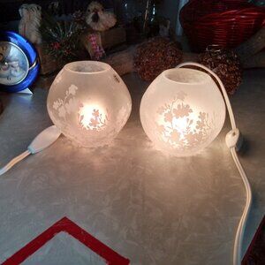 2 Vintage Ikea Knubbig Accent Table Lamp Lights Cherry Blossoms Nightlight